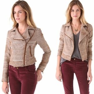 Free People Brown Jacquard Tapestry Moto Jacket 10